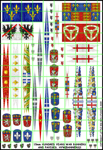 1oo Years War Banners and Pavise Design transfers