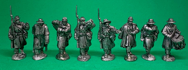 CS Infantry, command, greatcoats, marching at the shoulder